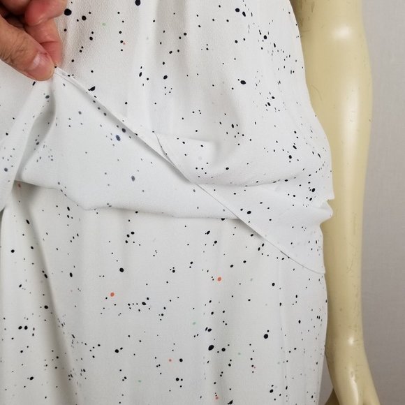 Metaphor sleeveless tiered comfortable rayon white dress with light polka dots L - Picture 8 of 12